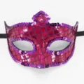 Violette Pailletten Maske für Maskenball, glitzernde Augenmaske für Party, Karneval, Halloween. - Laser Rosenrot