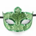 Grüne Pailletten Maskerade Augenmaske aus Spitze Detailansicht für Festzug Party Feier - Spitze Pailletten Grün