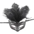 Zwarte veren masquerade masker voor Halloween feest kostuum bal en carnaval decor - Veder Masker / Zwart