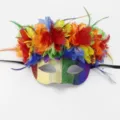 Masque de bal venetien arc-en-ciel colore avec plumes et fleurs pour fete de carnaval. - Masque Fleurs Plumes Pailleté Arc-en-ciel (Style Femme 2)