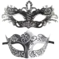 Parejas Mascarada Mascara Halloween Fiesta Sexy Encaje Oscura Ojos Carnaval Disfraz - Estilo Reina Calado con Strass (Con Purpurina) / Plateado