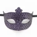 Masque de bal masqué en cuir violet pour fête de Halloween costume rétro romain demi-masque - Texture tissée violet antique couronne