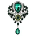 Vintage verde cristallo strass spilla ciondolo elegante lusso cappotto spilla donna - Verde