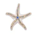 Detailed close-up of a white enamel starfish brooch adorned with colorful rhinestones. - XZ4062C White
