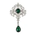 Broche vintage en cristal émeraude pour femmes, corsage creux style cour strass pour manteau. - Vert