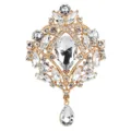 Detailansicht der luxuriösen vergoldeten Strass Kristall Kronen Brosche, eleganter Pin. - xz4454E Gold-Weiß