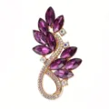 Luxury sparkling purple rhinestone leaf brooch elegant suit pin women fashion jewelry - Tulip Leaf Style (MM-BR-3536) / Purple