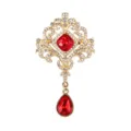 Magnifique broche ancienne en cristal rouge strass style palais royal detail vue - Rouge