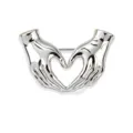 Silver color hands heart brooch, creative minimalist clothing pin for daily trendy outfits. - Silver
