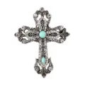 Detailansicht der Vintage Strass Kreuz Brosche, prunkvolles Hofstil Anzugjacken Zubehör. - Kreuz Brosche (XZ4215B) / Antiksilber