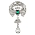Vintage silber Strass Kristall Brosche smaragdgrüne Edelstein tropfenförmige Anstecknadel Damen - Grüner Stil (A010)