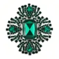 Exquisite green crystal brooch, ornate vintage style, sparkling rhinestones for apparel. - Silver Base (XZ4007D) / Green