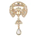 Elegante goldene Vintage Strass Brosche für Damen, hohles Kristall Schmuckstück mit Anhänger. - Gold Champagner Stil (A010)
