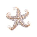 Spilla a stella marina dorata elegante con strass scintillanti e perle bianche da donna. - Spilla a stella marina / Oro (xz4016A)
