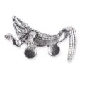 Vintage silver crocodile brooch lapel pin for men suit coat fashion shirt clothing accessory - Three-Dimensional Crocodile Brooch (xz4490B) / Antique Silver