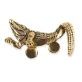 Vintage gold alligator lapel pin brooch for men suit clothing fashion animal jewelry accessory. - Three-Dimensional Crocodile Brooch (xz4490A) / Antique Gold