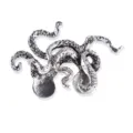 Vintage silver octopus brooch, detailed animal lapel pin for suit and jacket decoration. - Three-Dimensional Octopus Brooch (xz4492B)