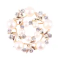 Modische Kristall Perlen Kranz Brosche für Damen, elegantes Blumen Design Accessoire. - Kranz-Stil (XZ4012)