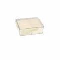 Clear plastic divided fruit storage box with lid, square 4-compartment snack organizer container. - Square Fruit Plate with Plastic Buckle / Cream