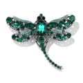 Vintage green crystal dragonfly brooch pin elegant insect fashion jewelry luxury item - Green
