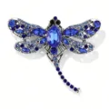 Blue crystal dragonfly brooch pin sparkling rhinestone fashion clothing accessories - Blue