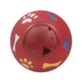 Red interactive dog treat ball, durable rubber chew toy with fun paw and bone designs for pets. - Small (7.5cm) / Red