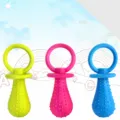 TPR pet pacifier teething toy, durable rubber dog chew toy with bumps, 3-color assorted. - Large Pacifier Toy