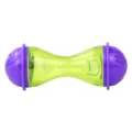Pet interactive dumbbell chew toy, cat dog food leaking roller, multi-color durable plastic. - Bone Shape / Green and Purple