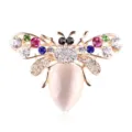 Cute Fashion Rhinestone Cat Eye Stone Bee Brooch Crystal Animal Lapel Pin Women Jewelry - Colorful Bee (xz4430)
