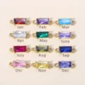 18K vergulde rechthoekige zirkonia geboortesteen bedels voor het maken van sieraden DIY - Januari Granaat Zirconia / 4x8mm / Goud