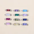 Rechthoekige zirconia hangers met 12 geboortesteen kleuren voor DIY ketting sieraden accessoires. - Januari Granaat Zirconia / 3x6mm / Staalkleur