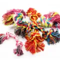 Jouet à mâcher pour chien en corde de coton coloré, jouet à nouer tressé pour les chiots - Nœud en Corde de Coton 12mmx15cm Très Petit