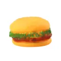 Joli jouet pour chien en vinyle en forme de hamburger couineur, vue principale claire. - Burger Siffleur