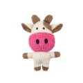 Cute cow corduroy pet plush toy for small medium dogs, durable chew and squeaker toy for fun. - Cow