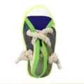 Canvas shoe shaped pet dog chew toy, durable braided cotton rope for dental cleaning and play. - Yellow Chew Shoe