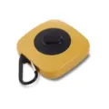 Portable foldable shopping bag with yellow plastic case and carabiner hook for travel. - Yellow Striped