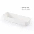 White medium rectangular desktop storage box, plastic makeup stationery organizer tray. - White Long Box - Medium