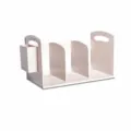 Desktop 3-compartment file organizer book stand with extra pen holder in apricot color. - Apricot