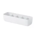 White plastic storage box with multiple compartments, perfect for organizing socks and underwear. - Small 5-Compartment Organizers / White