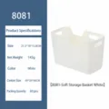 White plastic storage basket with handles, compact narrow design for home kitchen and fridge. - Narrow Style / White