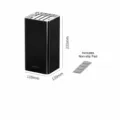 Modern black knife block holder stand kitchen countertop organizer with non-slip pads. - Square / Black