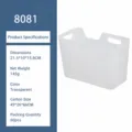 Transparent plastic storage basket with handles, ideal for kitchen fridge and fruit. - Narrow Style / Clear