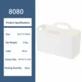 Plastic storage basket with handles white kitchen organizer box versatile container 30.5x12x20cm - L / White
