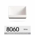 White slanted storage box for mirror cabinet, compact organizer for bathroom small items. - White
