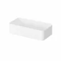 White plastic storage box, M size rectangular organizer for desktop stationery and cosmetics. - Size M / White