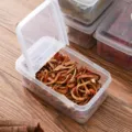 Caja de almacenamiento de plástico transparente con doble tapa para especias y aperitivos - Transparente