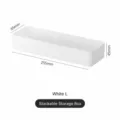 White stackable desktop storage box, plastic drawer organizer for office and kitchen use. - Size L / White
