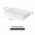 XL White Stackable Storage Box Desk Organizer Plastic Container Organizer Case 255mm - XL / White