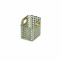 Translucent green diamond textured storage box with gold handles for cosmetics and desktop. - Dark Green Gold Small