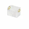 Panier de rangement plastique transparent, poignées dorées, motif diamant, 180x100x125mm - Or Transparent Grand